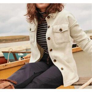 Boden Jersey Shacket in Oatmeal Marl Size 12 US